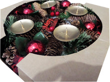 Încărcați imaginea în Galerie, Suport Advent Lumanare de Craciun Aranjament Masa Brad Rosu Merry Christmas