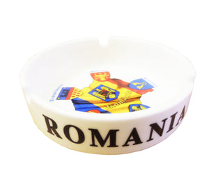 Scrumiera in Cutie Cadou Barbati Ceramica Suvenir Regiuni Romania Stema