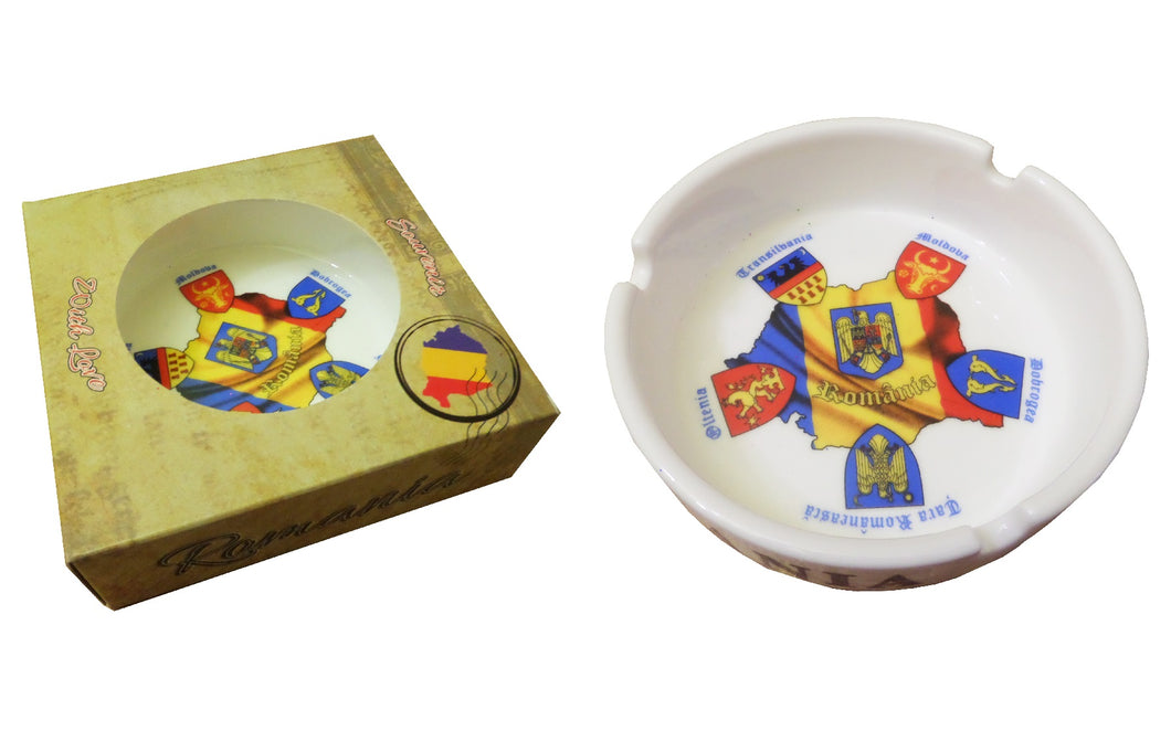 Scrumiera in Cutie Cadou Barbati Ceramica Suvenir Regiuni Romania