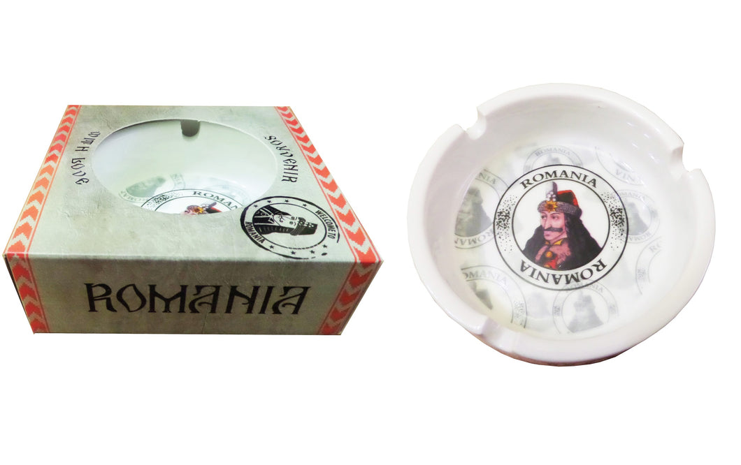 Scrumiera in Cutie Cadou Barbati Ceramica Suvenir Romania Carte Postala Vlad Tepes