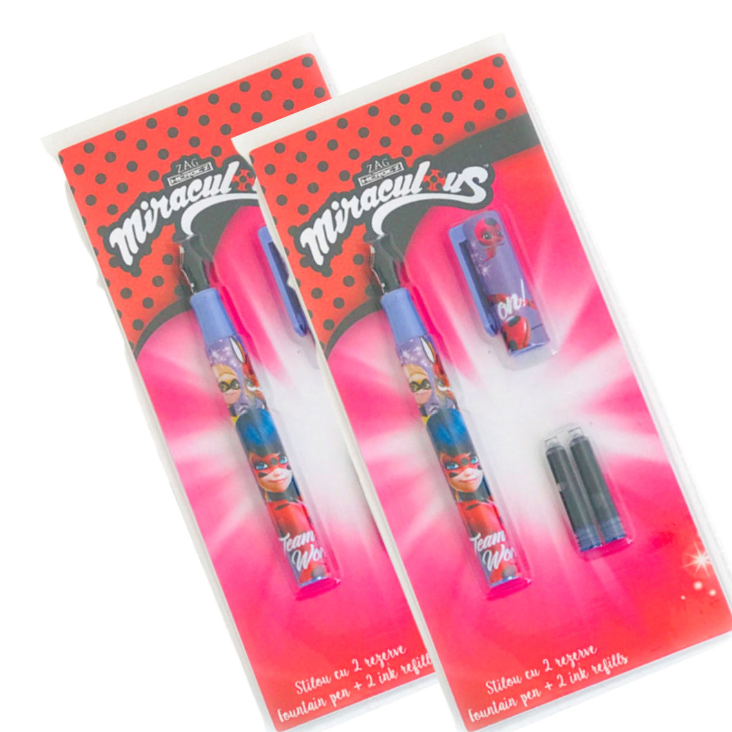 Stilou Copii pentru Scoala cu Rezerve Patroane Disney Miraculous Lady Bug Buburuza and Cat Noir Motanul