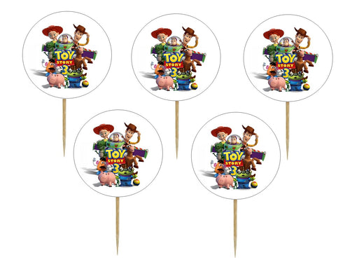 Set Scobitori Cupcake Toppers Candy Bar Round Muffin Prajituri Disney Toy Story 3 Povestea Jucariilor