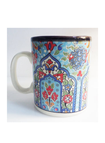 Cana cu Motive Traditionale Turcesti din Ceramica Pictata Manual Handmade Albastru Poarta Orientului