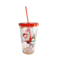 Încărcați imaginea în Galerie, Termos Cana de Calatorie Craciun Cana cu Pai Glitter Santa and Snowman Mos Craciun si Om de Zapada