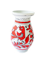 Încărcați imaginea în Galerie, Vaza cu Motive Traditionale din Ceramica de Corund Rosie Paun si Musetel 16 cm