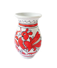 Încărcați imaginea în Galerie, Vaza cu Motive Traditionale Populare Taranesti Romanesti din Ceramica de Corund Rosie Paunita 1 cm