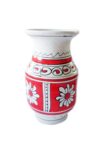 Vaza cu Motive Traditionale Populare Taranesti Romanesti din Ceramica de Corund Rosie Floare de Colt 16 cm cadou Romania