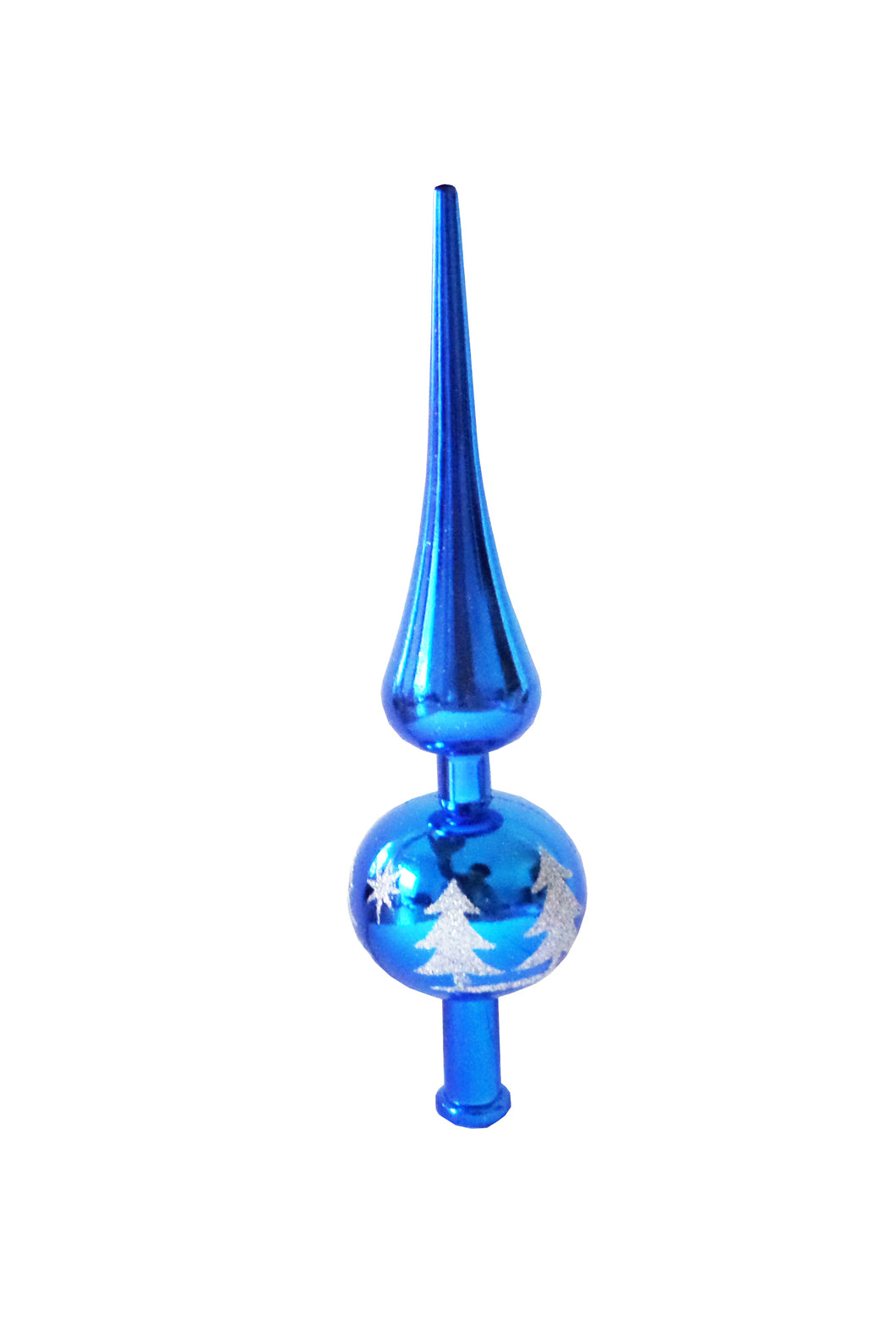Varf de Brad Craciun Cadou de Pom Sarbatori 3D Albastru Glitter Con 22 cm
