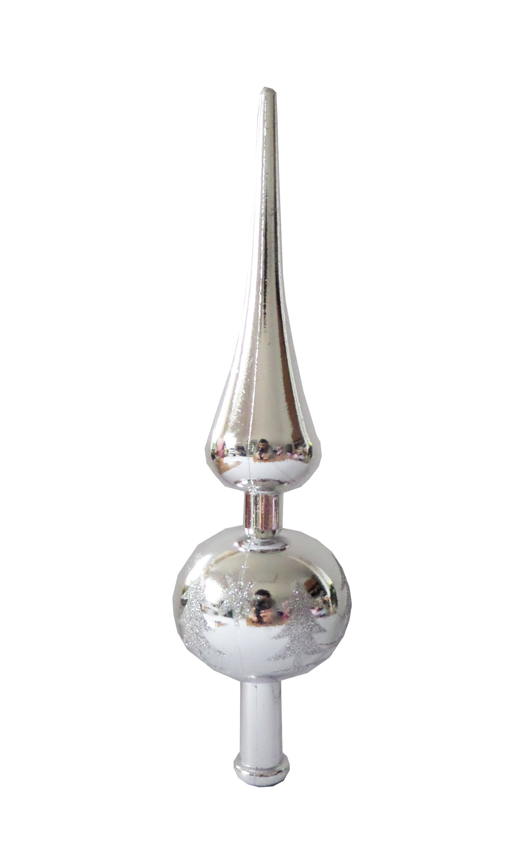 Varf de Brad Craciun Cadou de Pom Sarbatori 3D Argintiu Glitter 22 cm