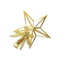 Încărcați imaginea în Galerie, Varf de Brad Craciun Cadou de Pom Sarbatori Stea Trandafir Auriu-Gold 17 cm Cadou Mos Craciun
