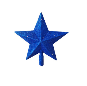Varf de Brad Craciun Cadou de Pom Sarbatori Stea 3D Glitter Albastru 22 cm