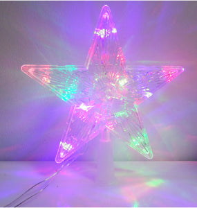 Varf de Brad Craciun Stea cu Lumini si Leduri Alba Transparenta de Pom 21 cm