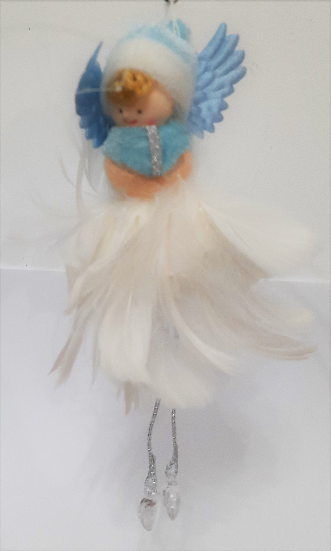 Craciun Decoratiune Inger bleu si pene albe
