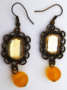 Cercei Vintage Bronz Dreptunghiular Filigranat