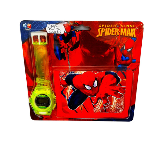 Set Ceas de Mana Electronic si Portofel Copii Spider Sense Spiderman