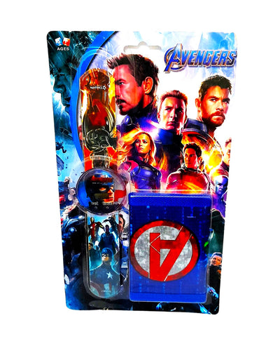 Set Ceas de Mana Electronic si Portofel Copii Avengers