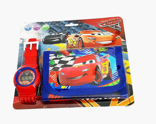 Set Ceas de Mana Electronic si Portofel Copii Cars Masinute Fulger McQueen 95