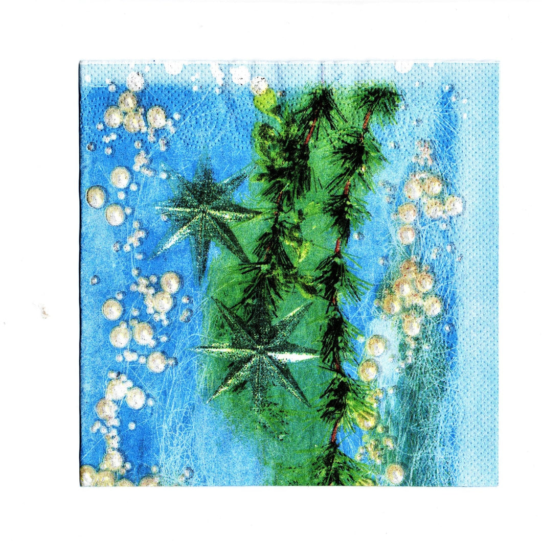 Servetele Craciun Decorative de Masa Crengute Stelute si Margele Set 10 buc 33x33 cm