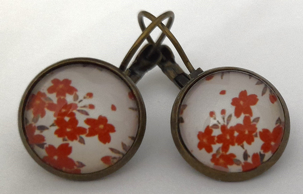 Cercei Hand Made Motiv Flori Rosii