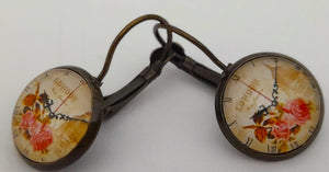 Cercei Hand Made Vintage London si Trandafiri Roz Bronz