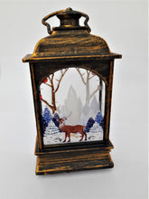 Încărcați imaginea în Galerie, Decoratiune cu Led de Craciun Felinar Cerbul si Caprioara langa brazii Albastri bronz