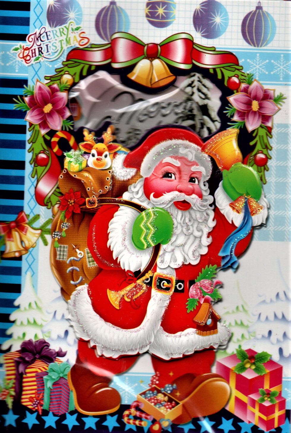 Felicitare Muzicala de Craciun Cadou Carton Mos Craciun Suna Clopotelul