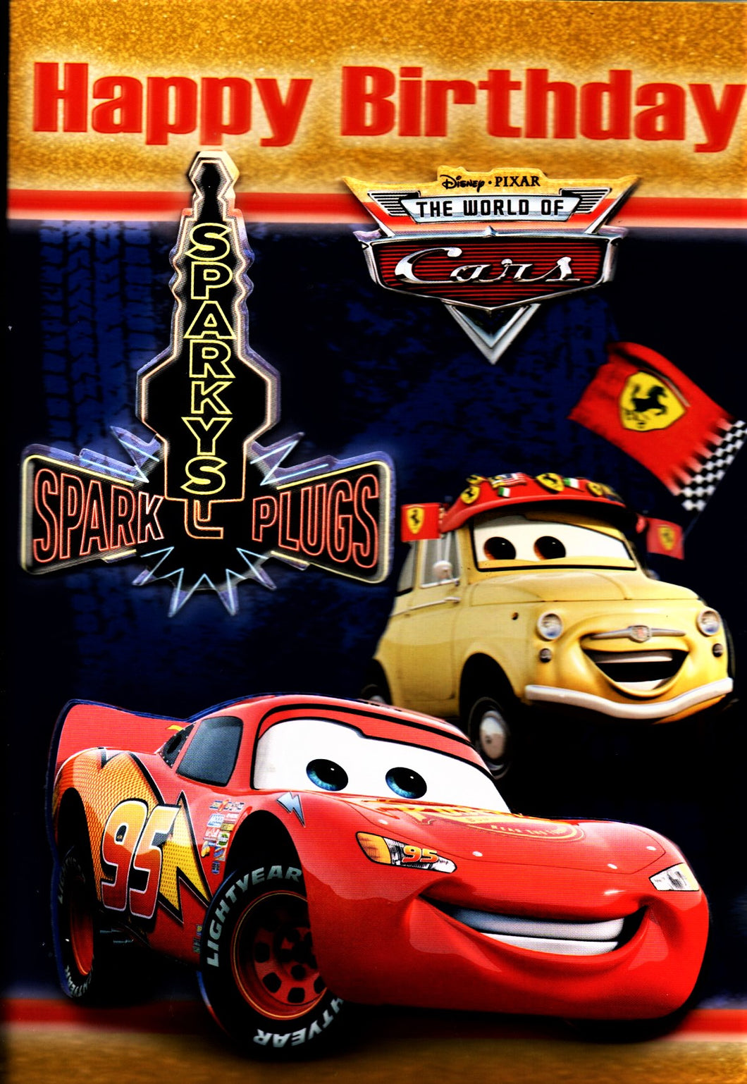 Felicitare Muzicala de Aniversare Carton 3D Pixar Fulger McQueen Cars Sparkys