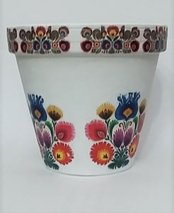 Ghiveci Flori Ceramica Motiv Traditional Popular Multicolor Polska Folk 17.50 cm Diametru