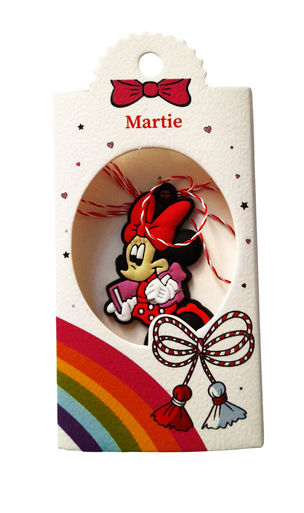 Martisor Copii din Cauciuc Silicon Disney in Cutie Cadou 1 buc Minnie Mouse Roz Rosu