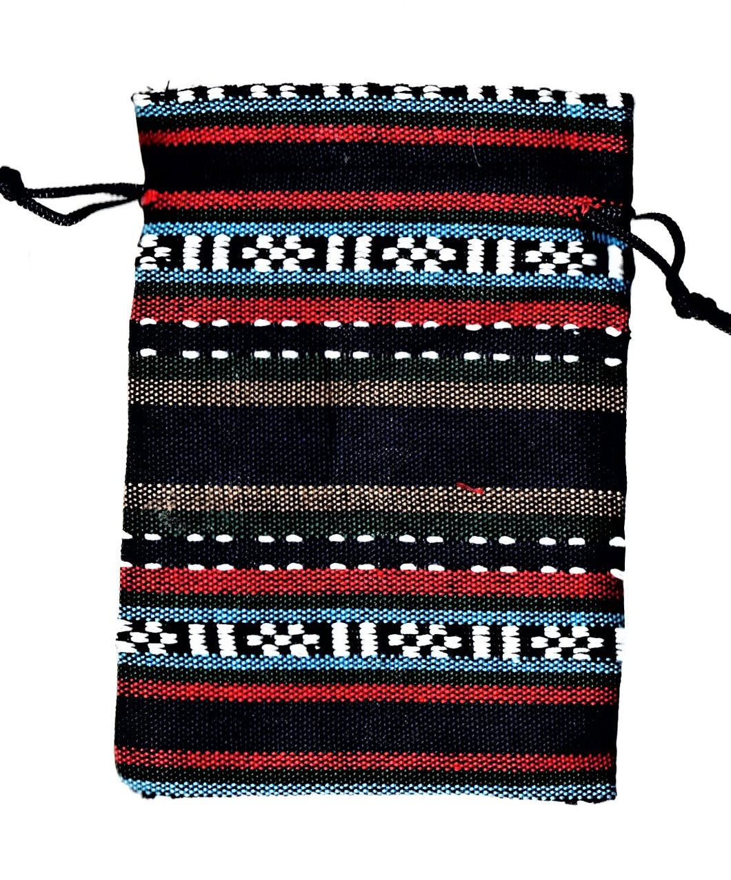 Saculet din Textil Motive Traditionale Taranesti Albastru-Rosu 17 cm orizontal