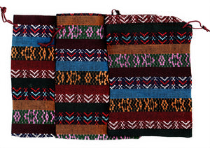Saculet din Textil Motive Traditionale Taranesti Populare Visiniu-Galben 17 cm orizontal