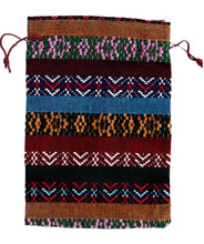 Încărcați imaginea în Galerie, Saculet din Textil Motive Traditionale Taranesti Populare Visiniu-Galben 17 cm orizontal