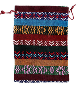 Saculet din Textil Motive Traditionale Taranesti Populare Visiniu-Galben 17 cm orizontal