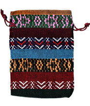 Încărcați imaginea în Galerie, Saculet din Textil Motive Traditionale Taranesti Populare Visiniu-Galben 14 cm orizontal