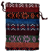 Încărcați imaginea în Galerie, Saculet din Textil Motive Traditionale Taranesti Populare Visiniu-Galben 14 cm orizontal