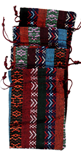Saculet din Textil Motive Traditionale Taranesti Populare Visiniu-Galben 14 cm vertical