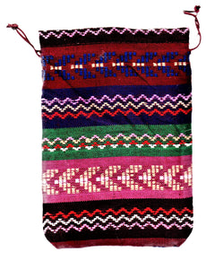 Saculet din Textil Motive Traditionale Taranesti Visiniu-Mov-Verde 14 cm