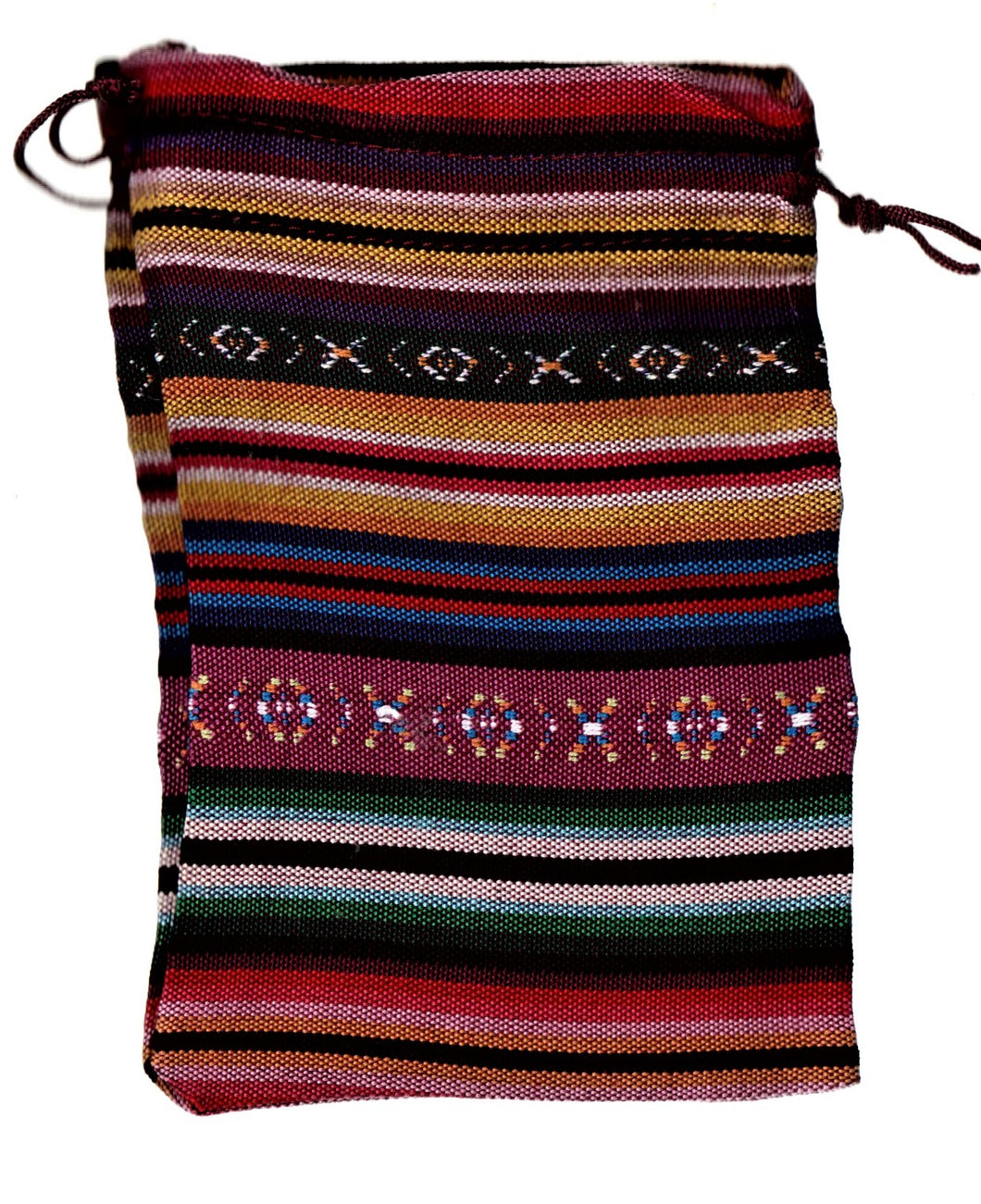 Saculet din Textil Motive Traditionale Taranesti Populare Mov Curcubeu 14 cm orizontal