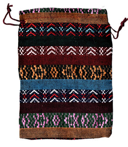 Saculet din Textil Motive Traditionale Taranesti Populare Visiniu-Galben 17 cm vertical