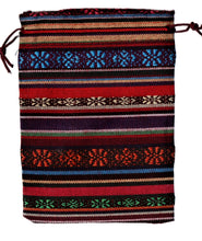 Încărcați imaginea în Galerie, Saculet din Textil Motive Traditionale Taranesti Populare Stelute verzi, portocalii, galbene, albastre 17 cm