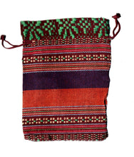 Încărcați imaginea în Galerie, Saculet din Textil Motive Traditionale Taranesti Populare Mov, Portocaliu Visiniu, Verde 14 cm orizontal