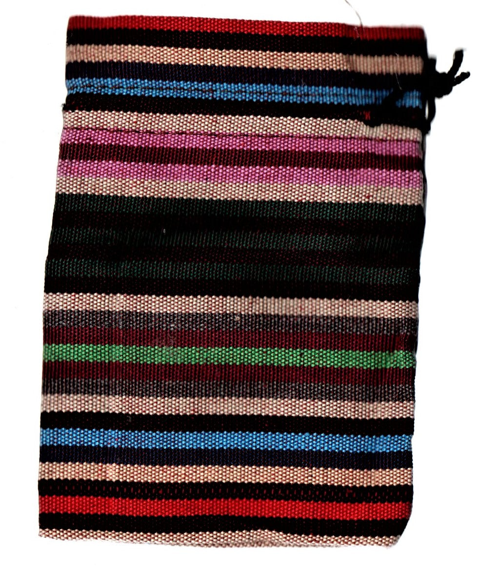 Saculet din Textil Motive Traditionale Taranesti Populare Dungi curcubeu 14 cm