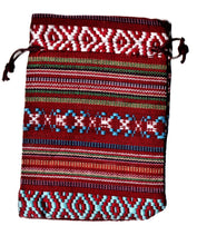 Încărcați imaginea în Galerie, Saculet din Textil Motive Traditionale Taranesti Populare Rosu, Alb, Bleu  14 cm orizontal