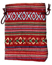 Încărcați imaginea în Galerie, Saculet din Textil Motive Traditionale Taranesti Populare Rosu, Alb, Bleu  14 cm orizontal