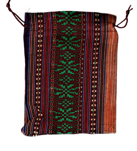 Saculet din Textil Motive Traditionale Taranesti Populare Mov, Visiniu, Portocaliu 17 cm vertical