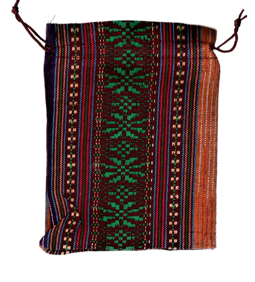 Saculet din Textil Motive Traditionale Taranesti Populare Mov, Visiniu, Portocaliu 17 cm vertical