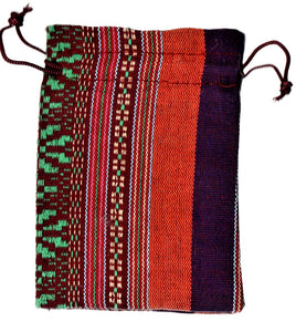 Saculet din Textil Motive Traditionale Taranesti Populare Mov, Portocaliu Visiniu, Verde 14 cm