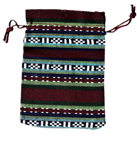 Saculet din Textil Motive Traditionale Taranesti Populare Visiniu, Verde, alb negru 14 cm