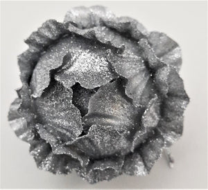 Set Globuri de Craciun Uniculoare de Brad 3 buc Argintiu cu Petale 6.50 cm