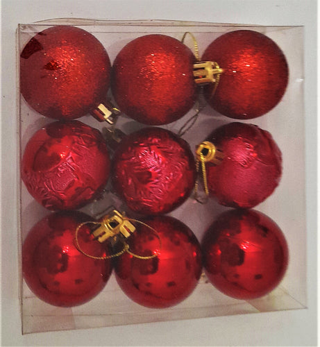 Set Globuri de Craciun Uniculoare Rosii  Intens Ornamente de Brad Pom 4.50 cm